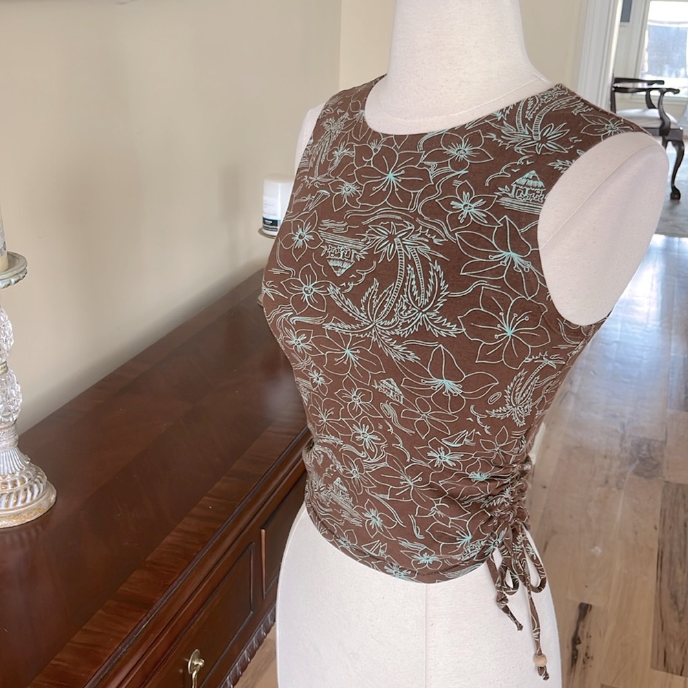 Tropical Brown Turquoise Tank Cropped New